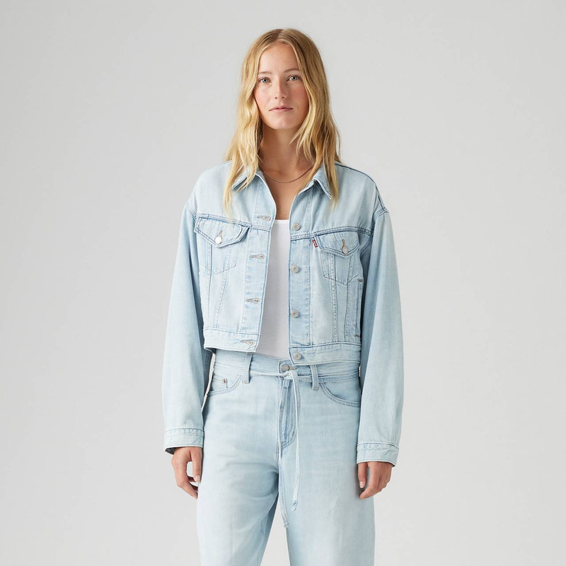 SHRUNKEN '90S LINEN+ DENIM LIGHTWEIGHT TRUCKER JACKET 2