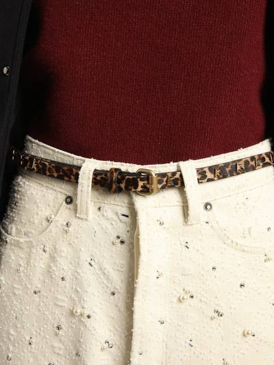 Golden Goose Women's belt in black and brown leopard print pony skin with studs outlook