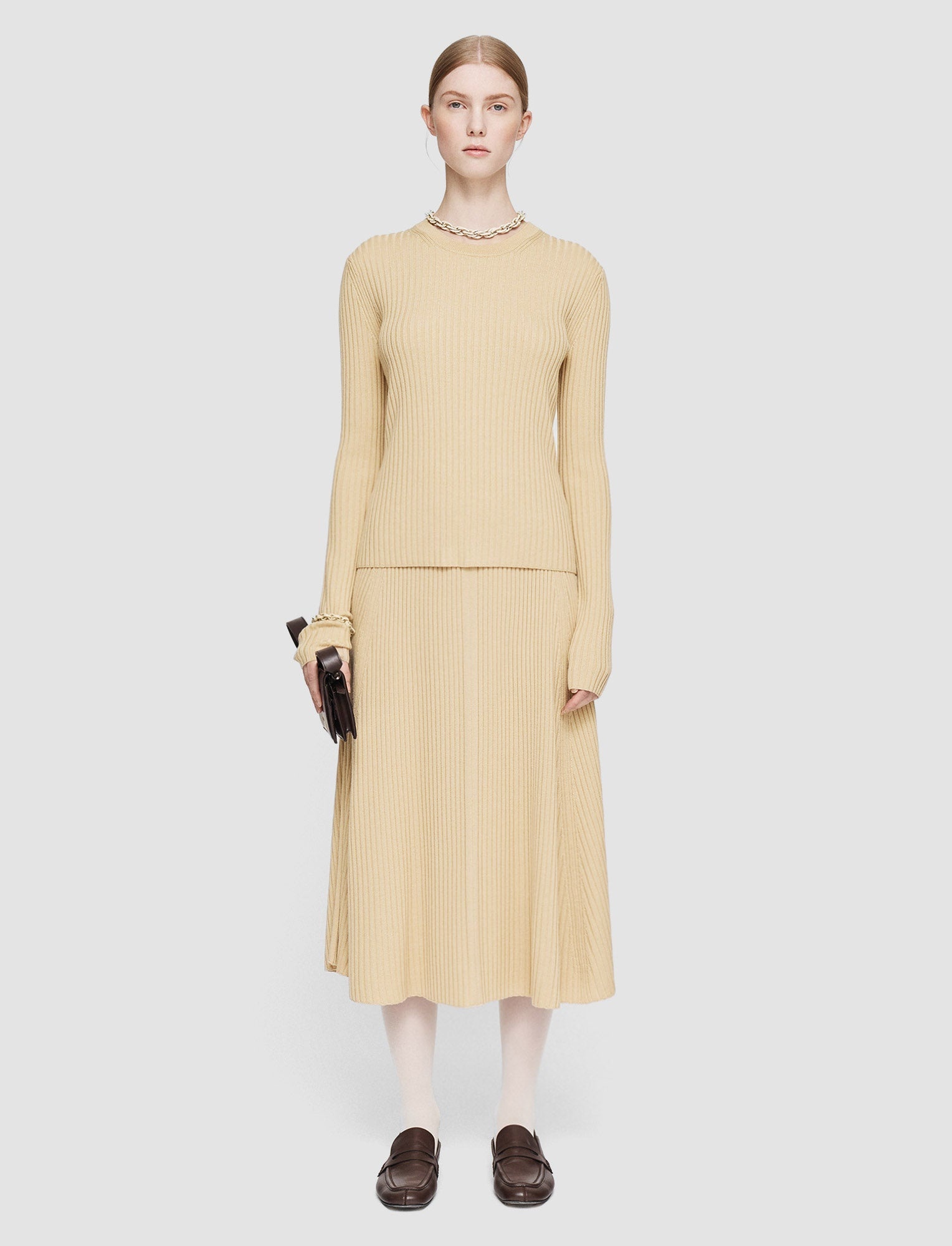 Merino Silk Rib Round Neck Jumper - 2