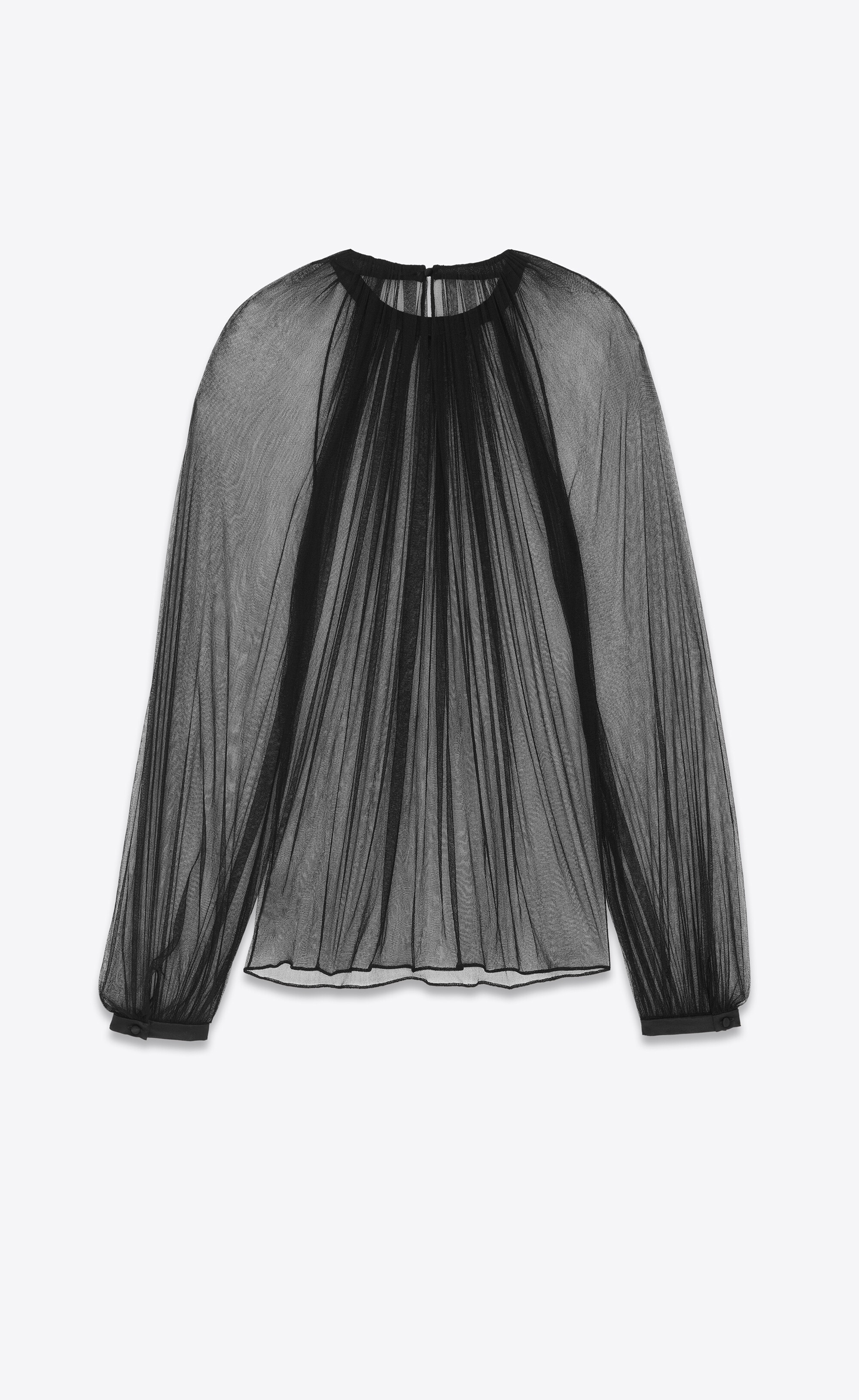 gathered blouse in silk tulle - 3