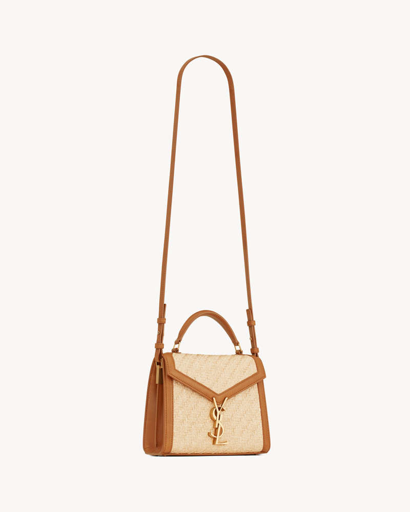 CASSANDRA MINI TOP HANDLE BAG IN RAFFIA AND VEGETABLE-TANNED LEATHER 8