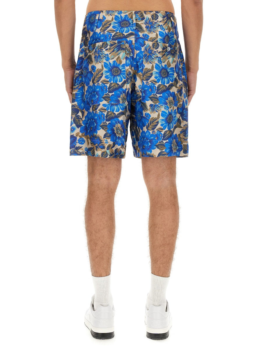 Moschino Men Short All Over Blue Flower - 4
