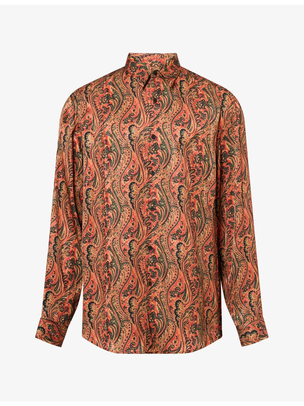 Caper Paisley Long-Sleeve Satin Shirt - 1