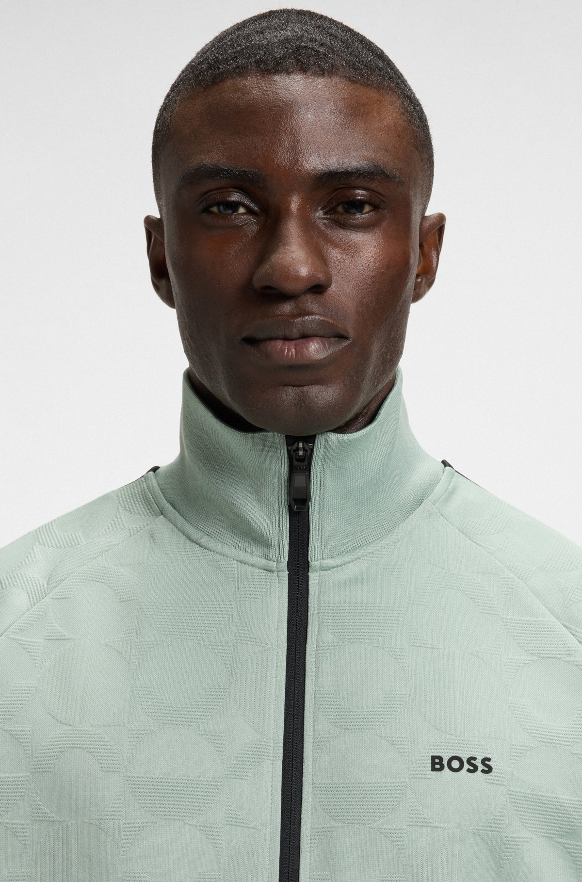 CIRCLE-JACQUARD ZIP-UP SWEATSHIRT WITH SIDE STRIPES - 3