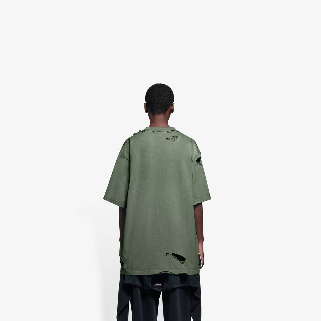 Men's Destroyed T-shirt Boxy Fit in Green - 5