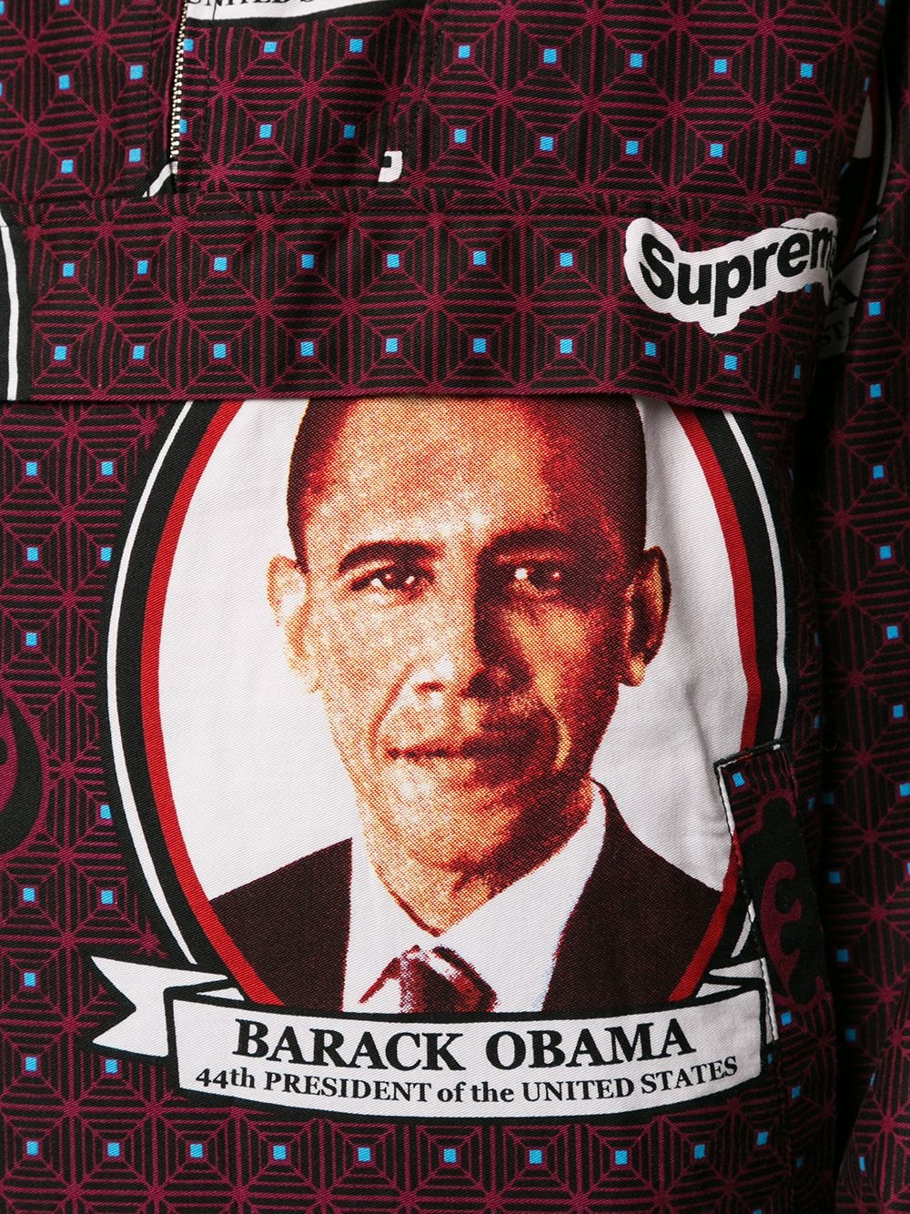 Obama-print hooded jacket - 5