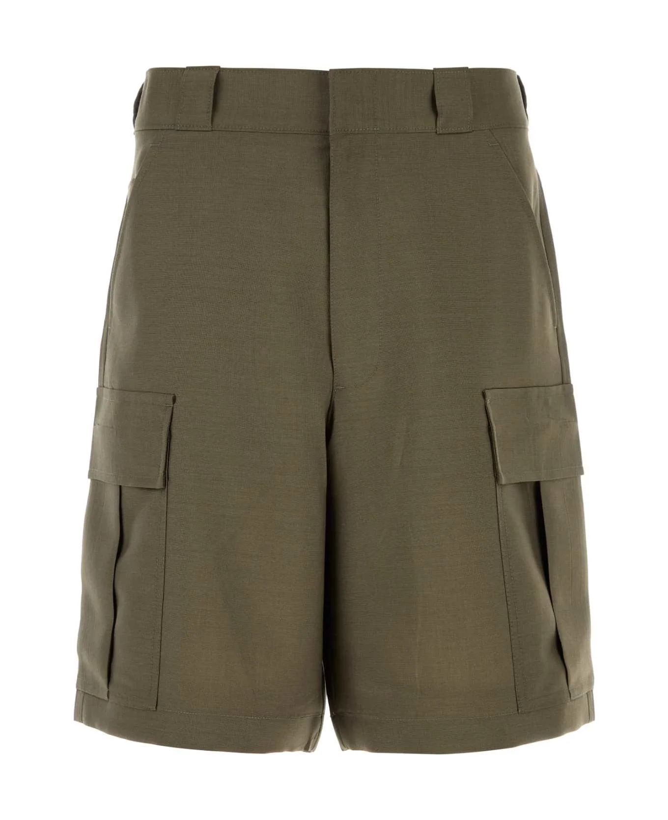 Army Green Mohair Blend Bermuda Shorts - 1