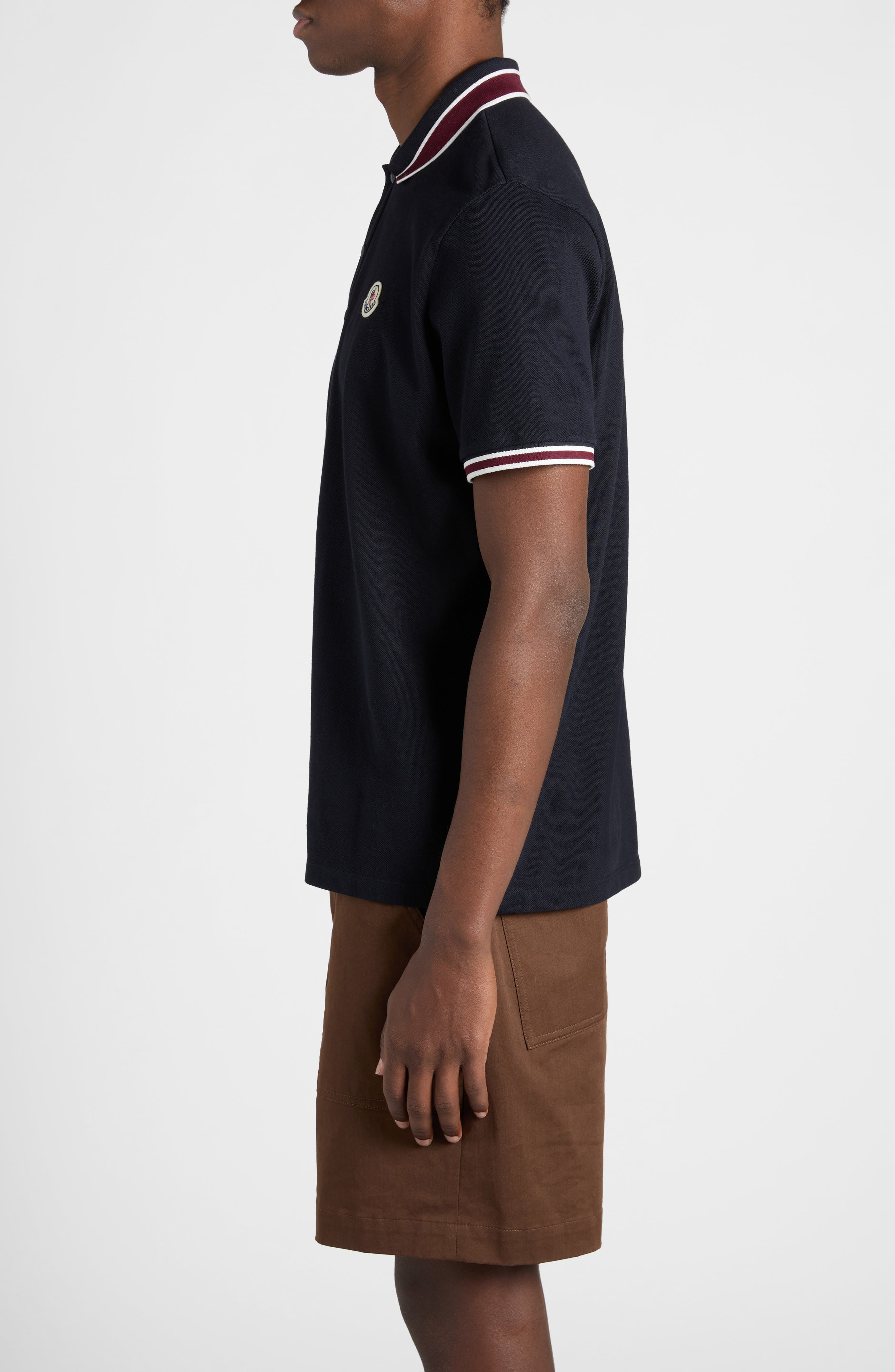 Moncler Tipped Cotton Piqué Polo in Dark Blue at Nordstrom - 4