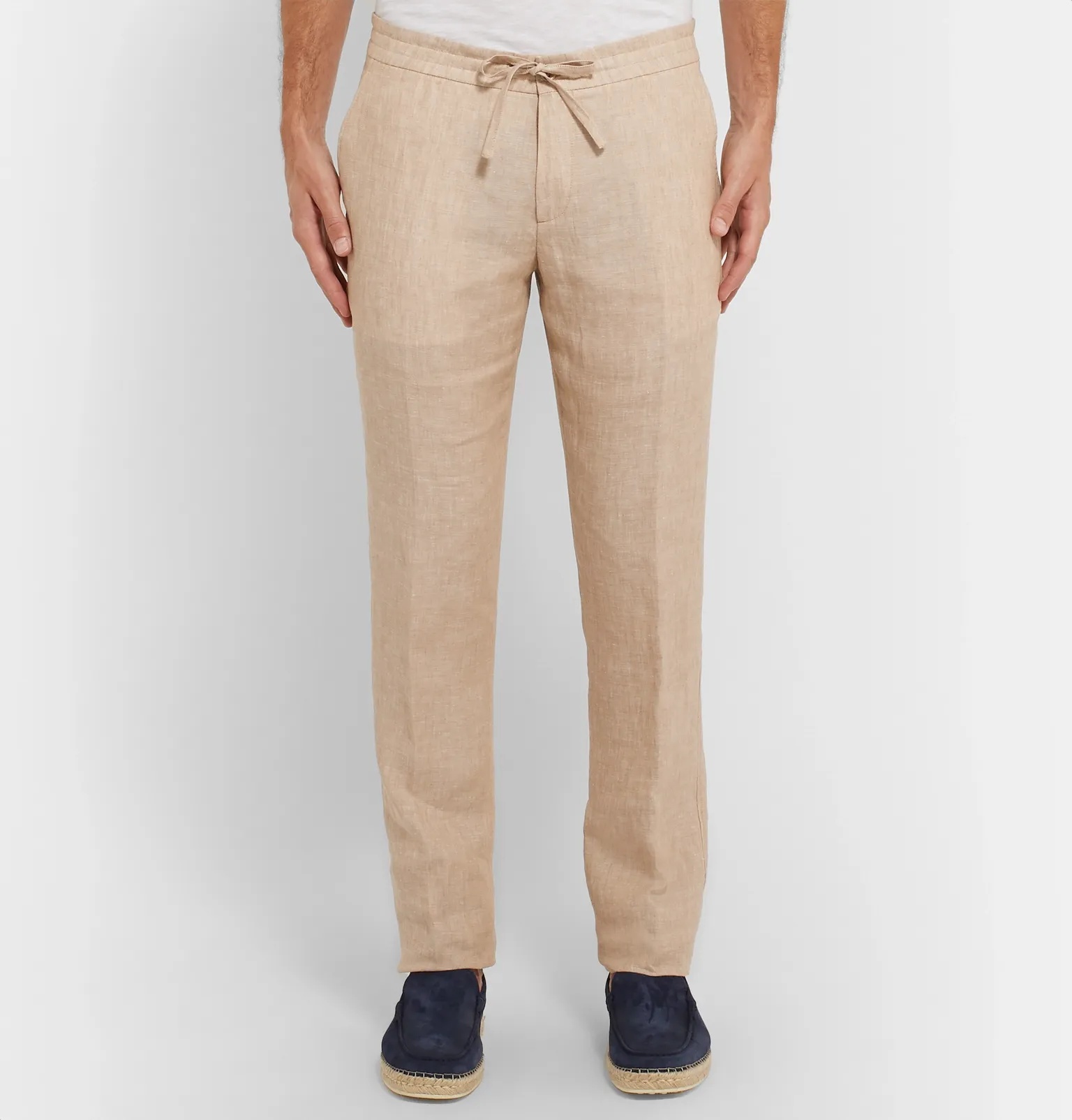 Slim-Fit Linen Drawstring Trousers - 4