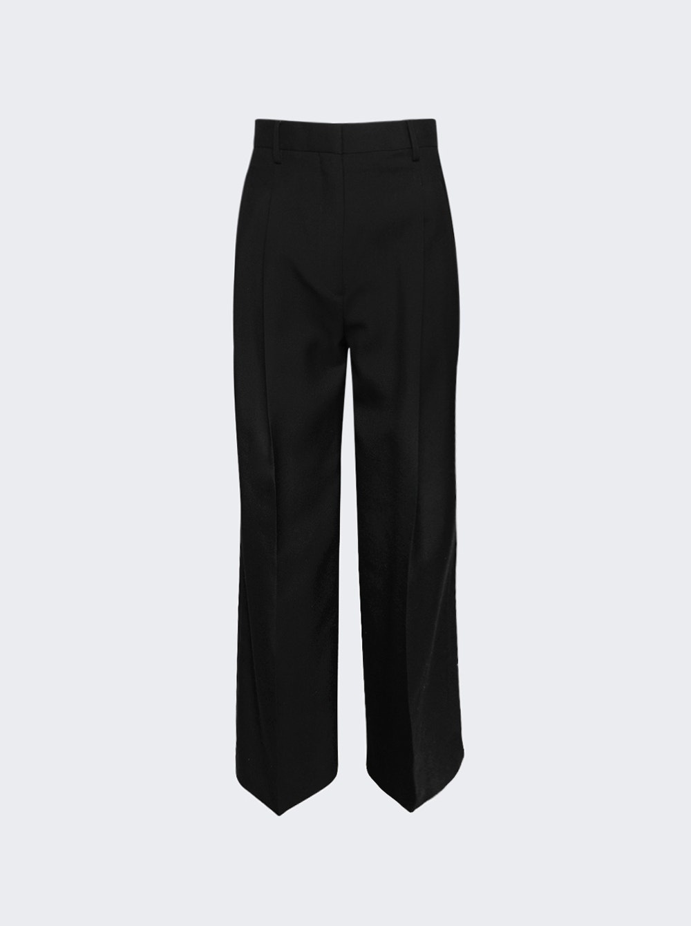 Double Pleat Wide Leg Wool Trousers Black - 1