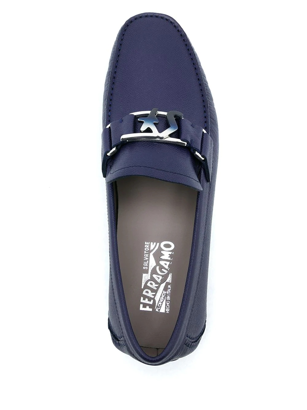 blue logo plaque loafers - 4
