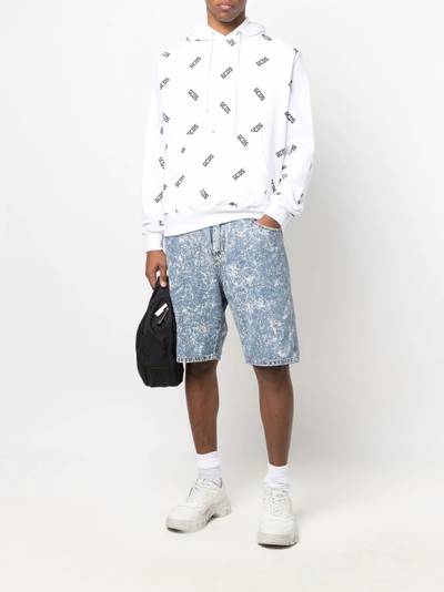 GCDS all-over logo print hoodie outlook