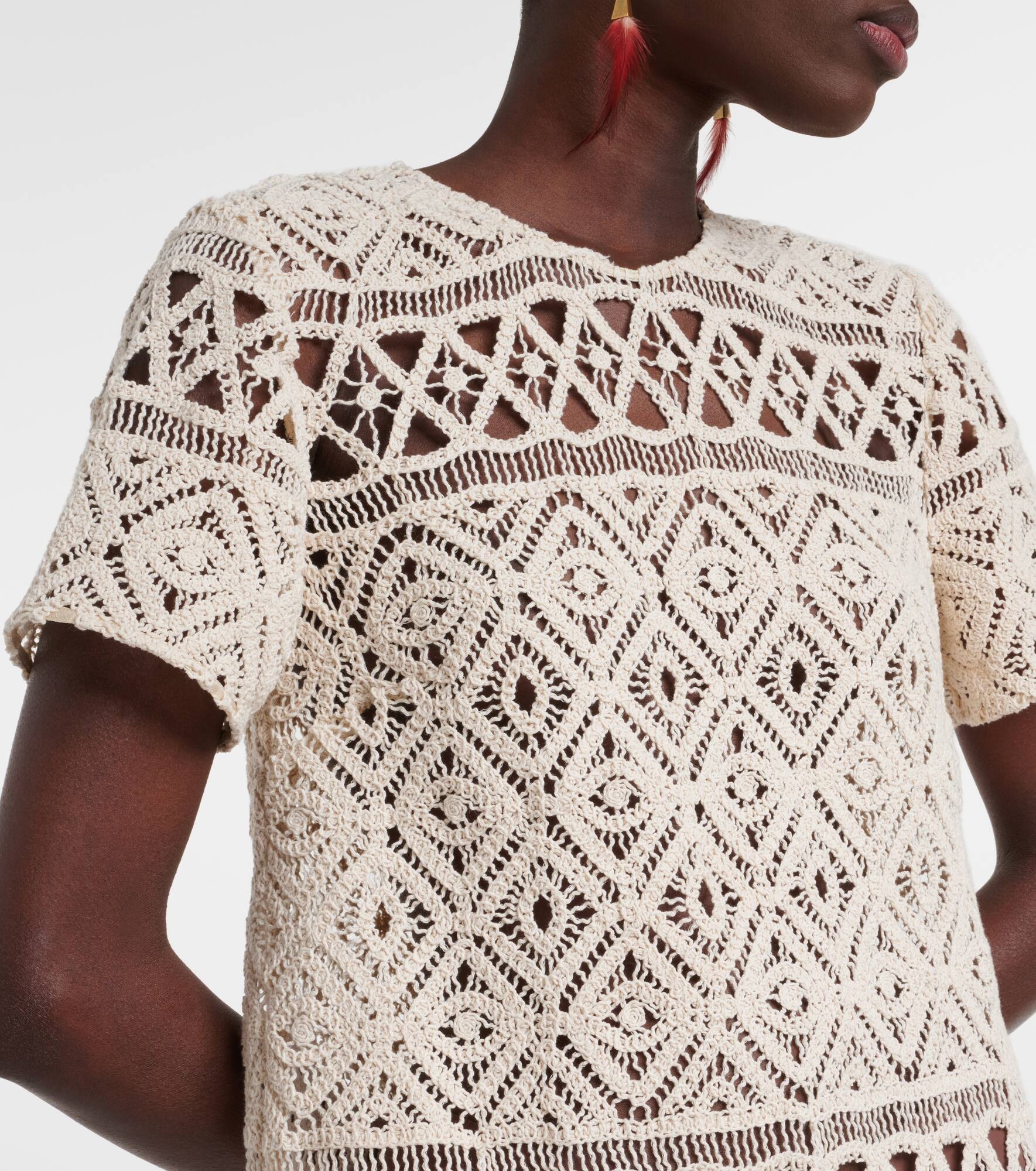 Lacey macramé cotton minidress - 4