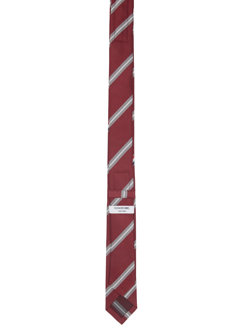 Thom Browne Burgundy Jacquard Classic Tie outlook
