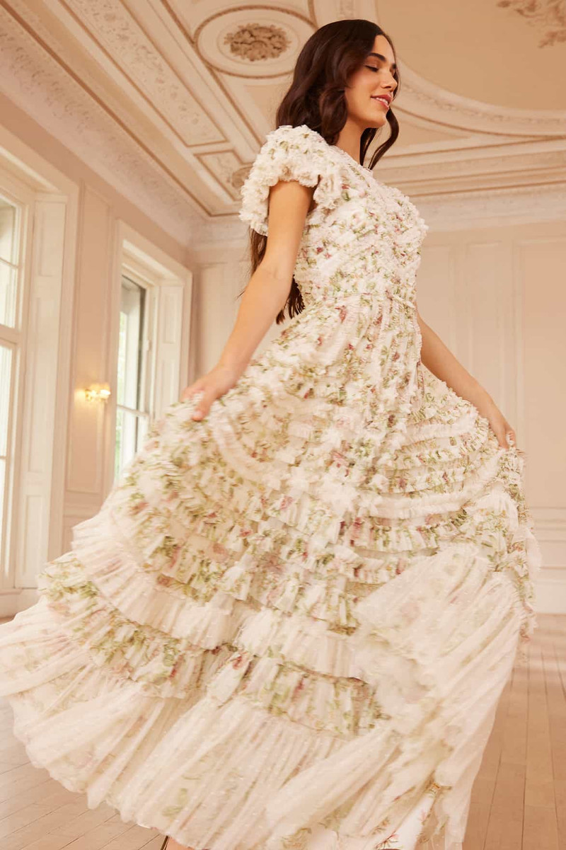 Needle & Thread Colette's La Vie En Rose Round Neck Short Sleeve Gown outlook