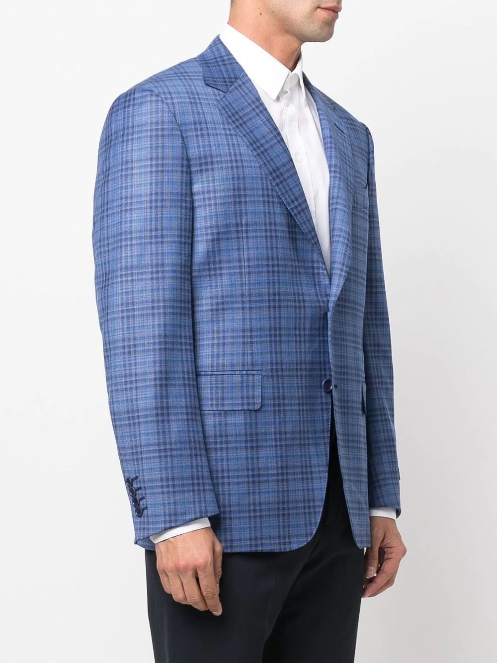 single-breasted checked blazer - 3