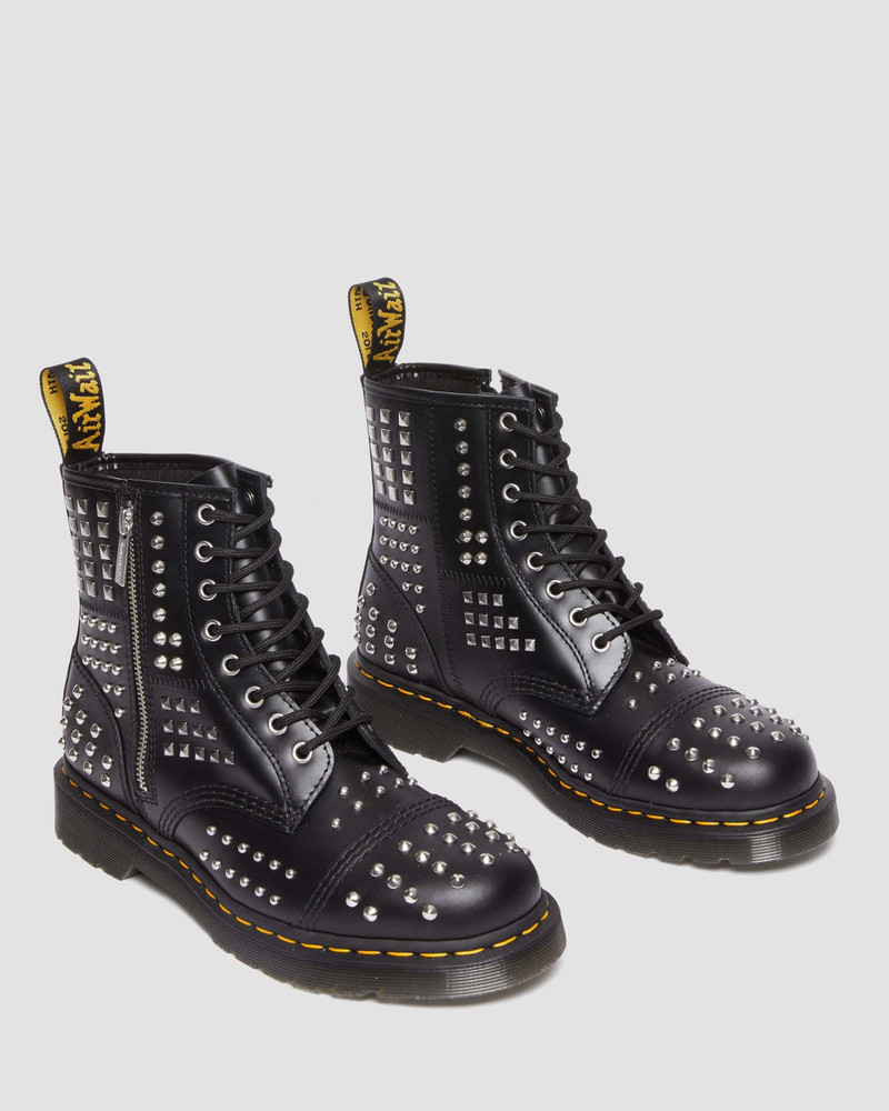 1460 Studded Zip Atlas Leather Lace Up Boots 8