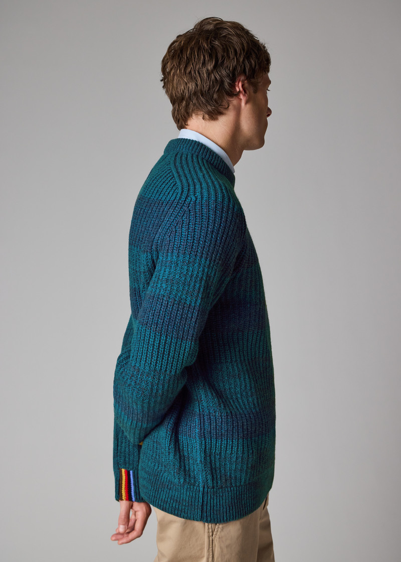 Paul Smith loves Barbour - Rosette Blue Saddle Crew Neck Sweater 8