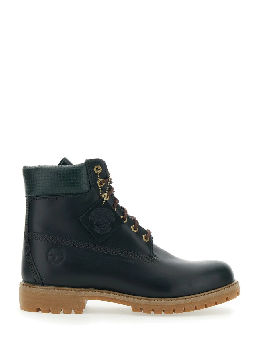Timberland Green Water-Proof Boots With Logo Plate In Leather Man - 1