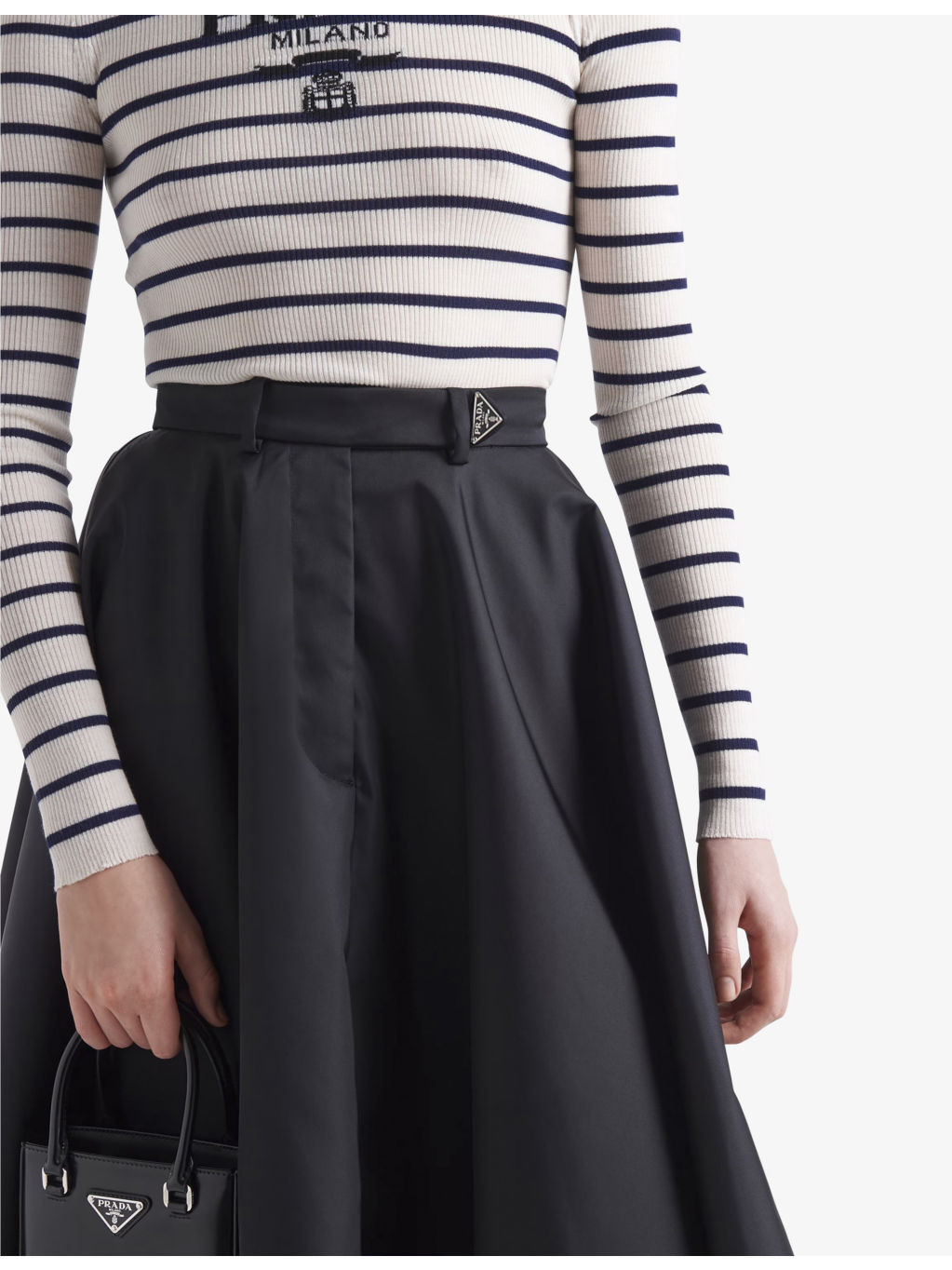 Re-Nylon logo-plaque high-rise pleated skirt - 5