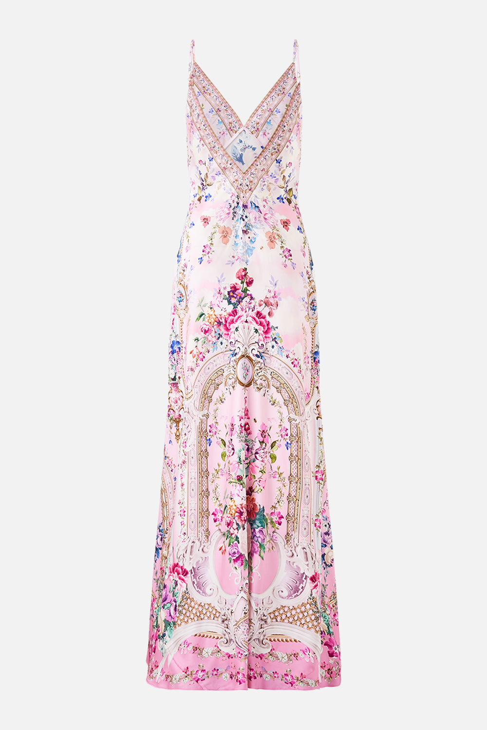 V-NECK LONG BIAS SLIP DRESS WITH TRAIN - 2