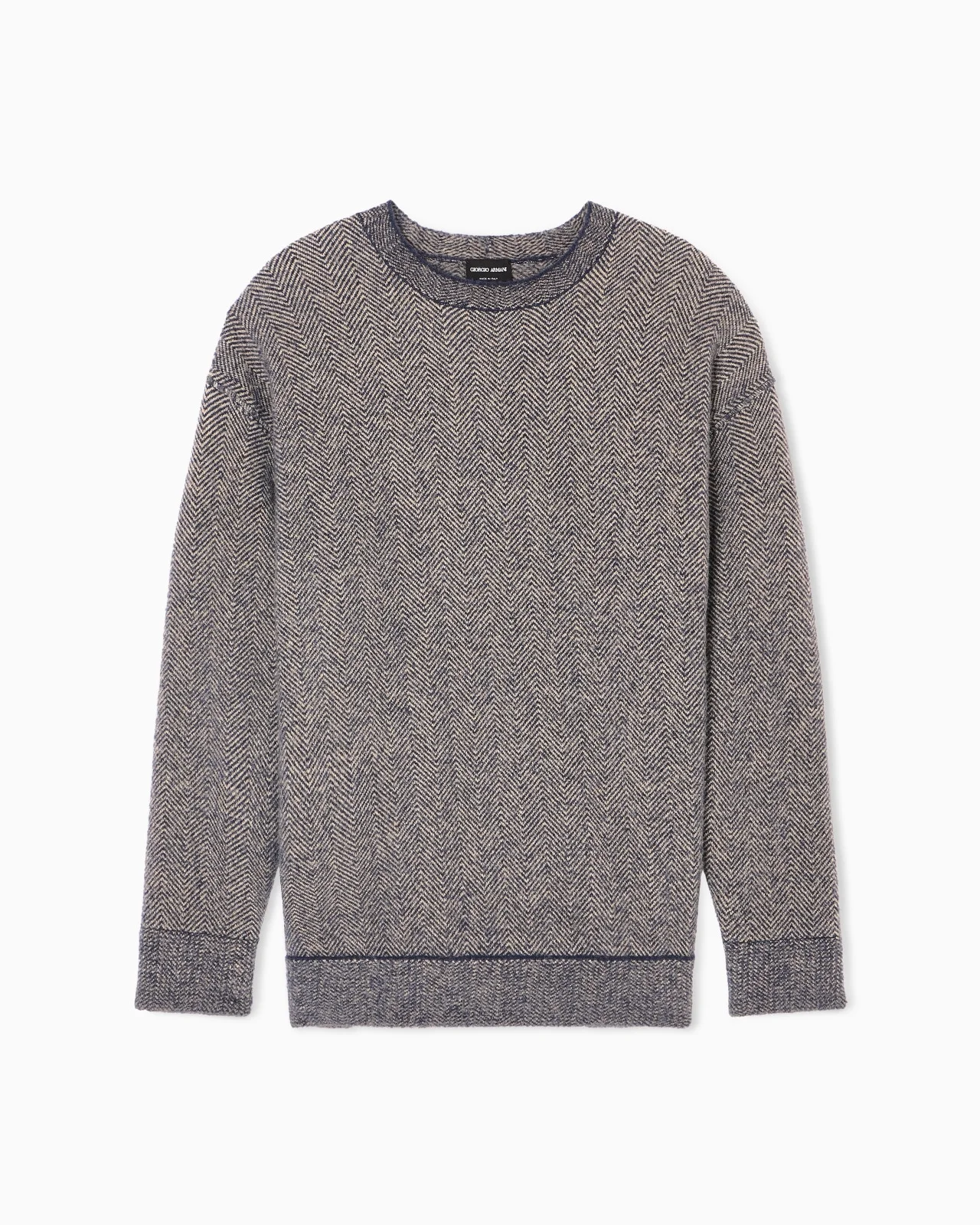CREW-NECK JUMPER IN A CAMEL WOOL-BLEND JACQUARD - 1