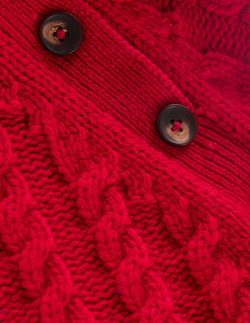 Amara Merino Cable Sweater-Carmine Red 1