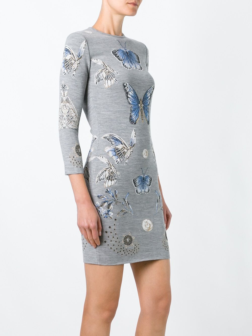 butterfly jacquard knit dress - 3