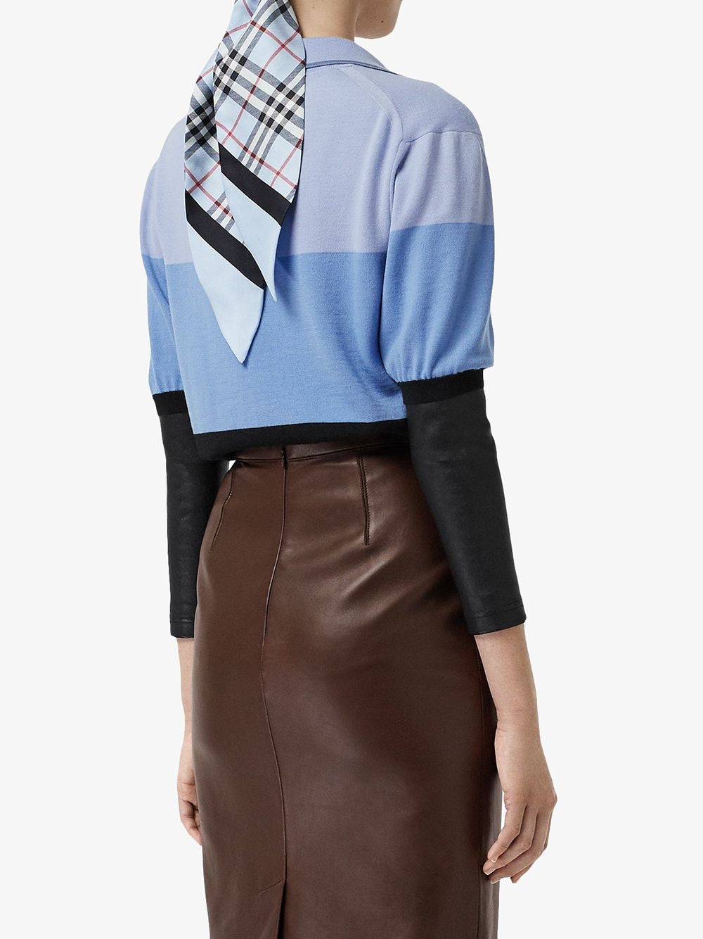 long-sleeve leather detail polo shirt - 4