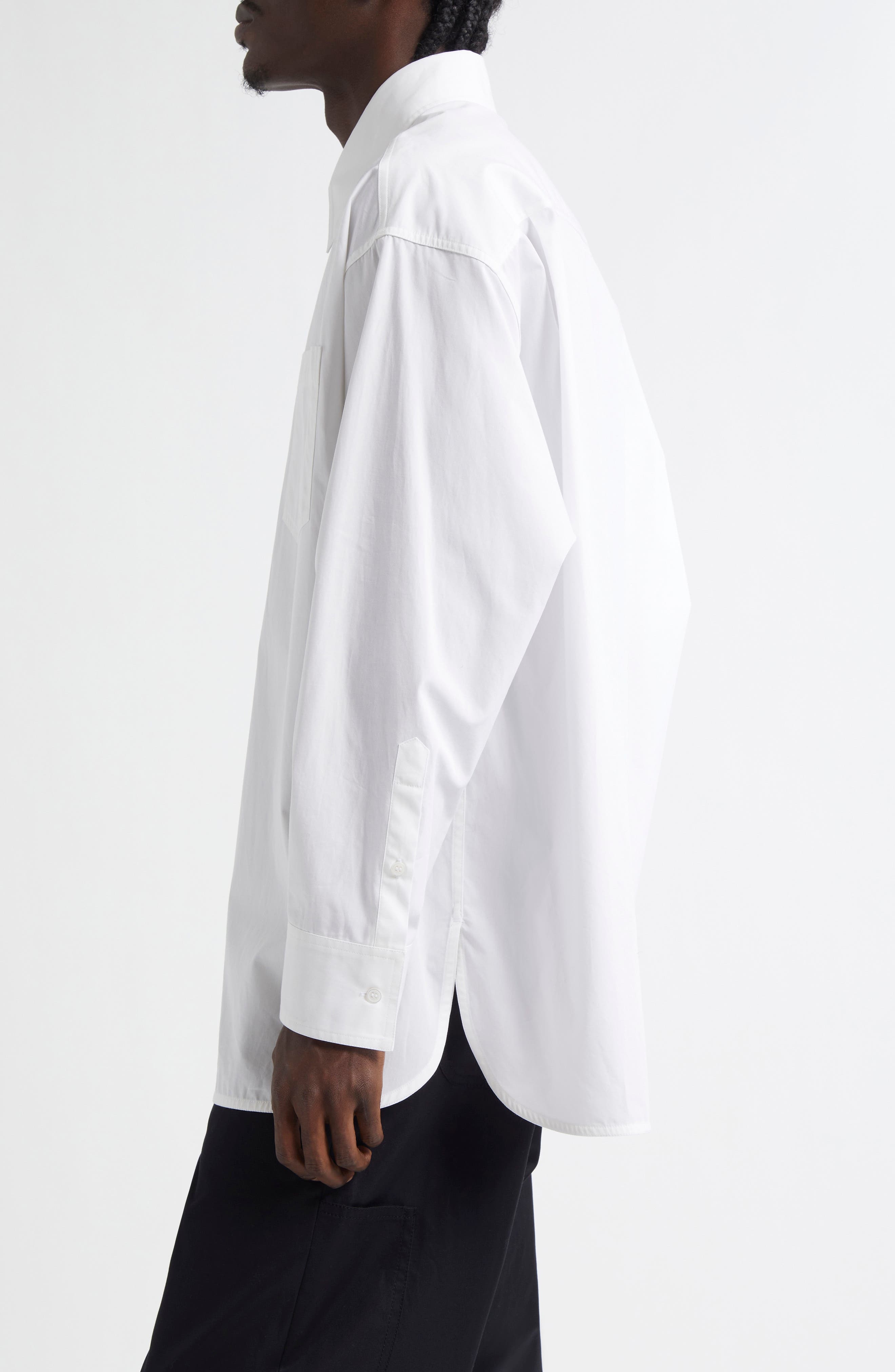 MM6 Maison Margiela Numeric Motif Label Button-Up Shirt in White at Nordstrom - 3