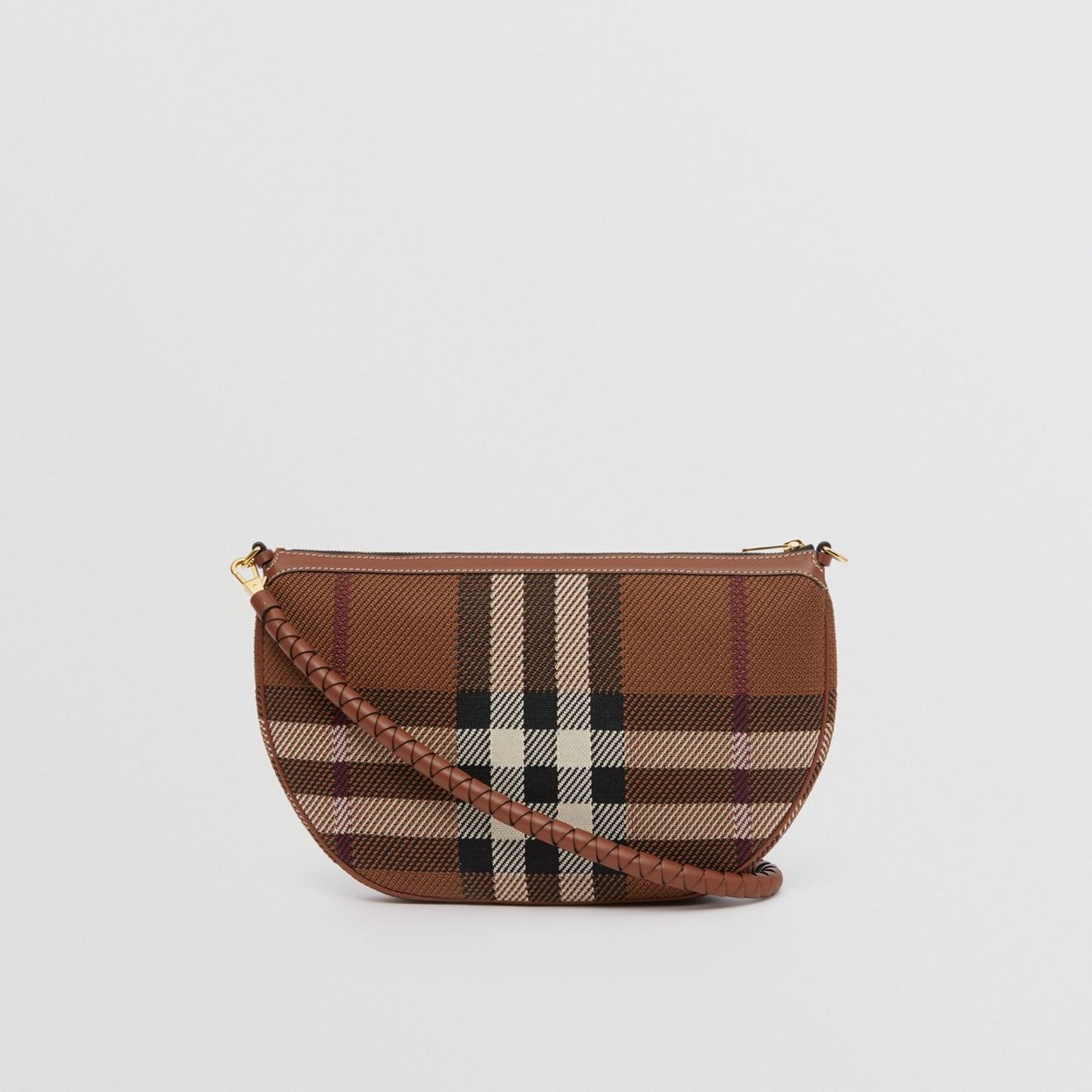 Large Knitted Check and Leather Olympia Pouch - 8