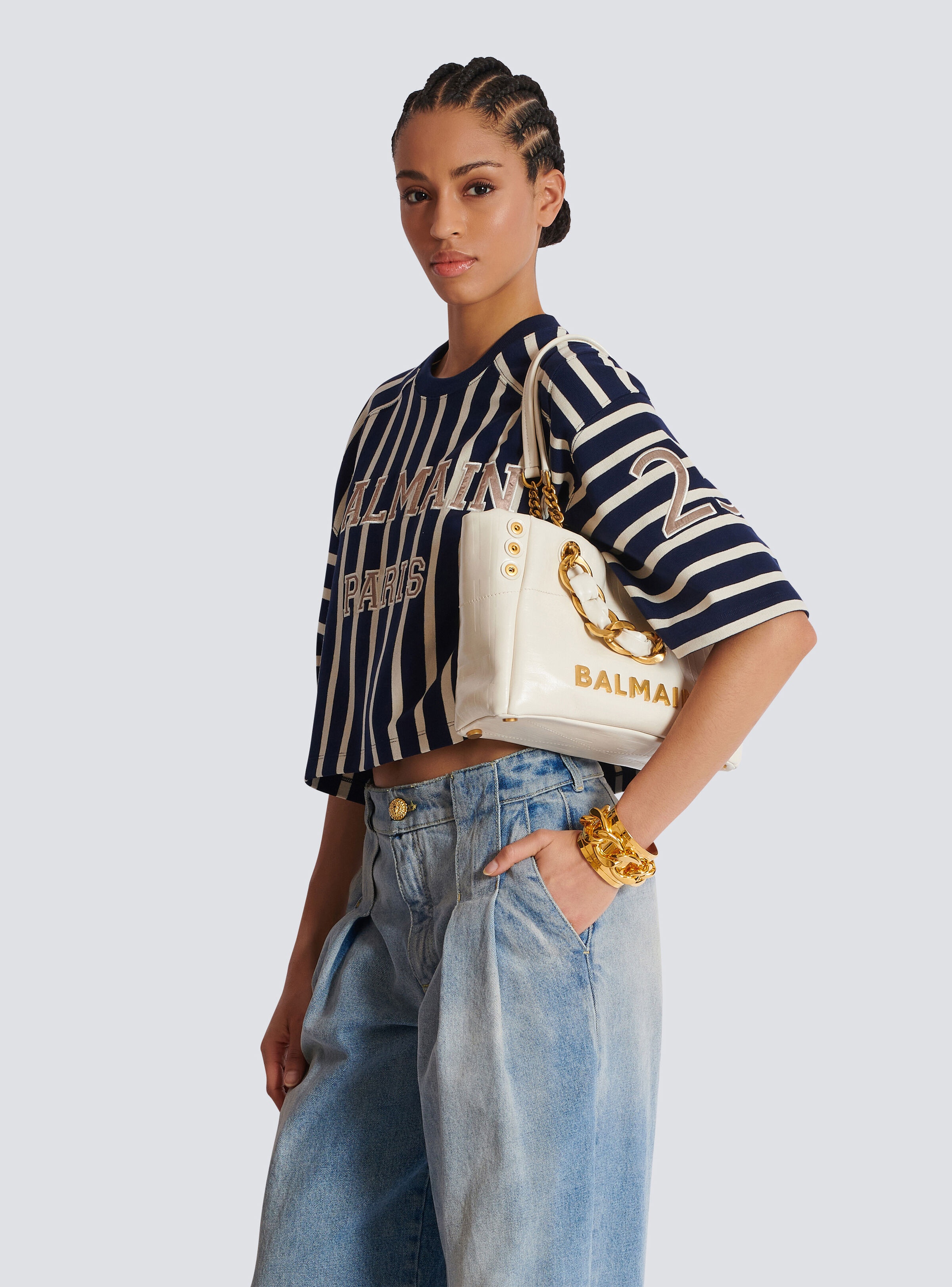Small 1945 Soft bag in embossed crackled calfskin with a PB Labyrinth monogram - 8
