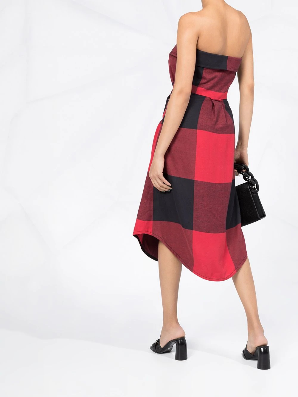 plaid strapless dress - 6