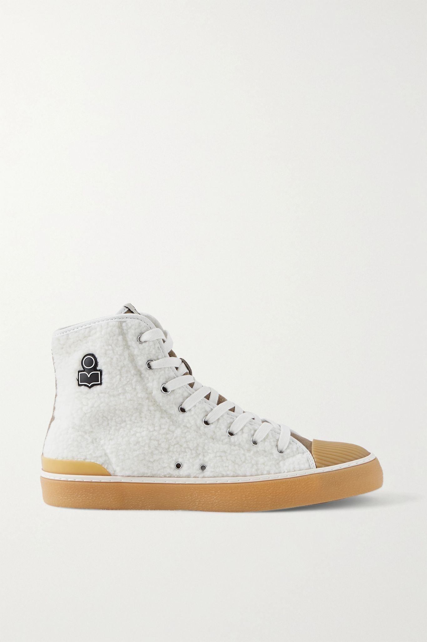 Benkeen suede, canvas and rubber-trimmed faux shearling sneakers - 1