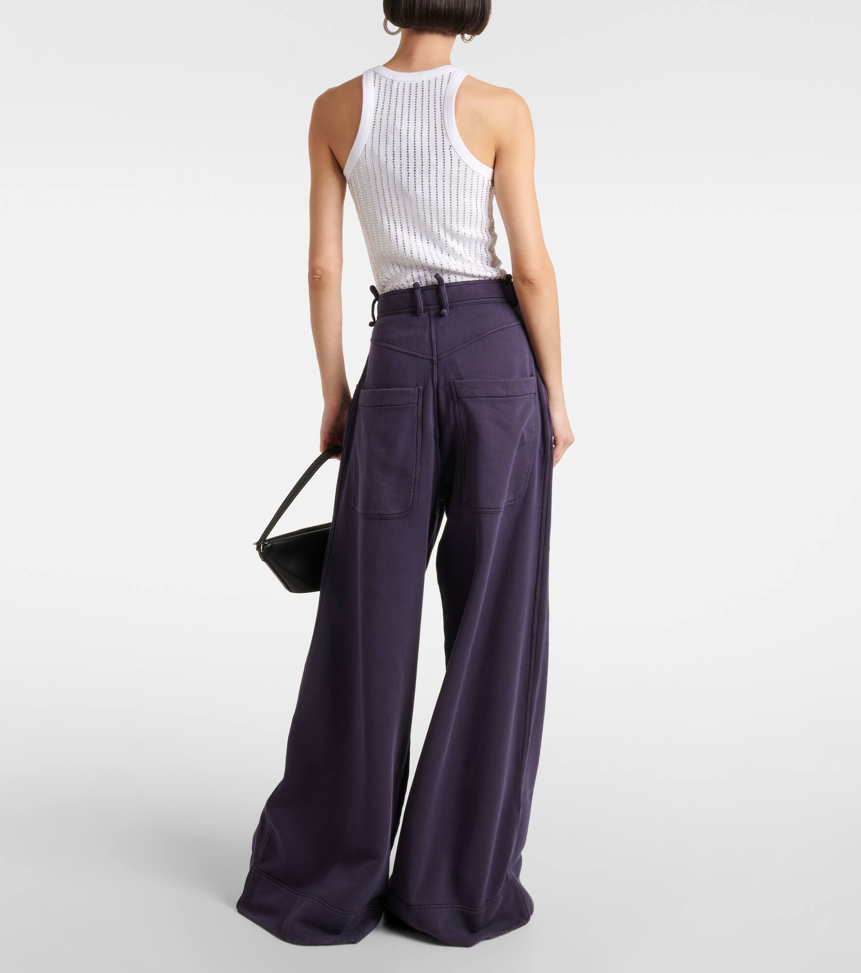 High-rise cotton wide-leg pants - 3