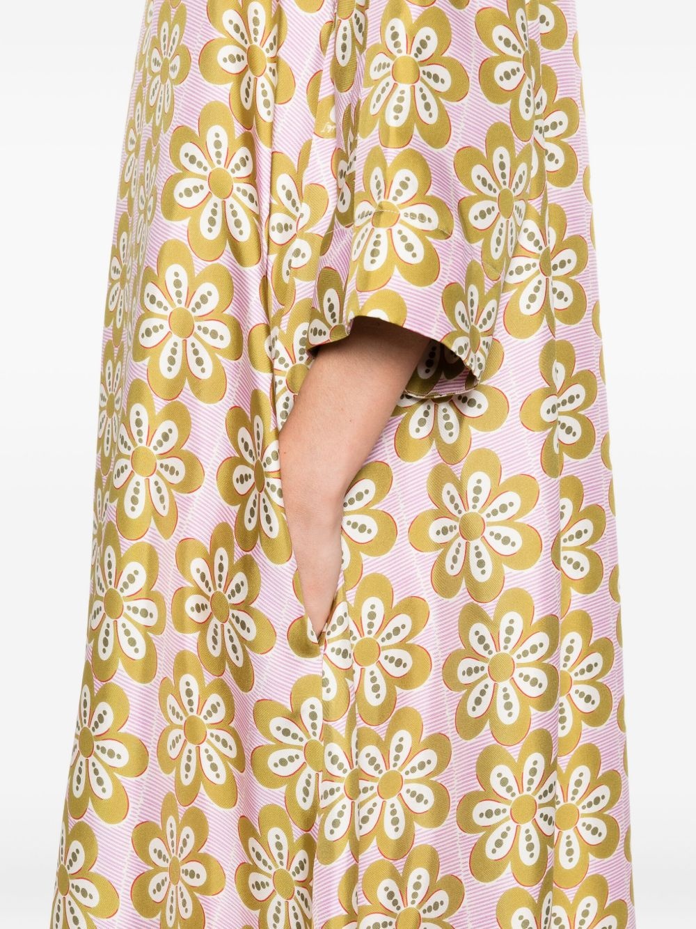floral-print silk dress - 5