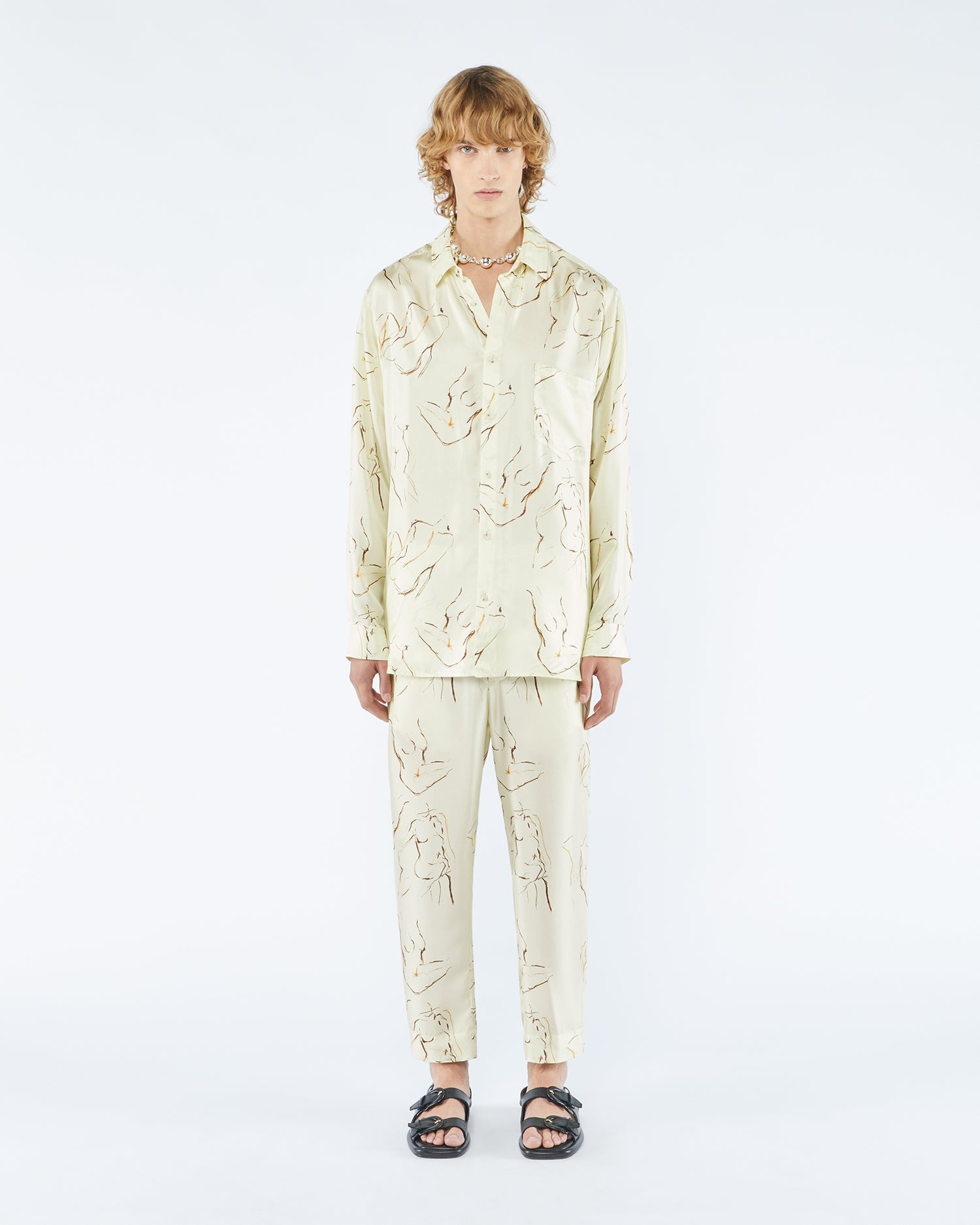 JARI - Twill silk shirt - Line drawing - 6