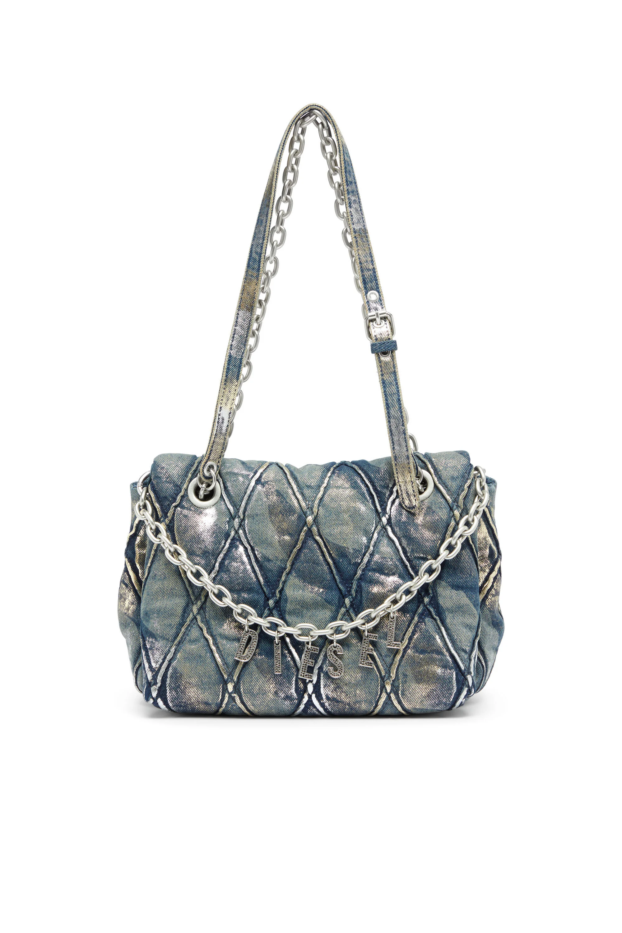 CHARM-D - SHOULDER BAG IN METALLIC-FOIL DENIM - 1