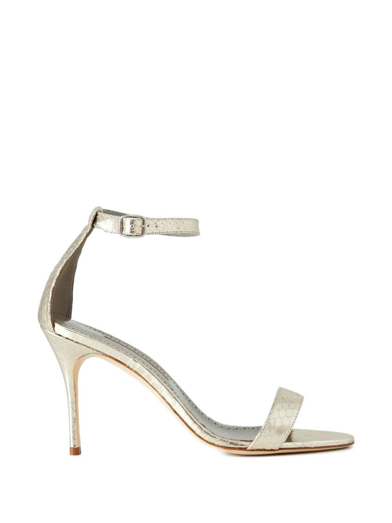 Chaos snakeskin almond-toe sandals 1