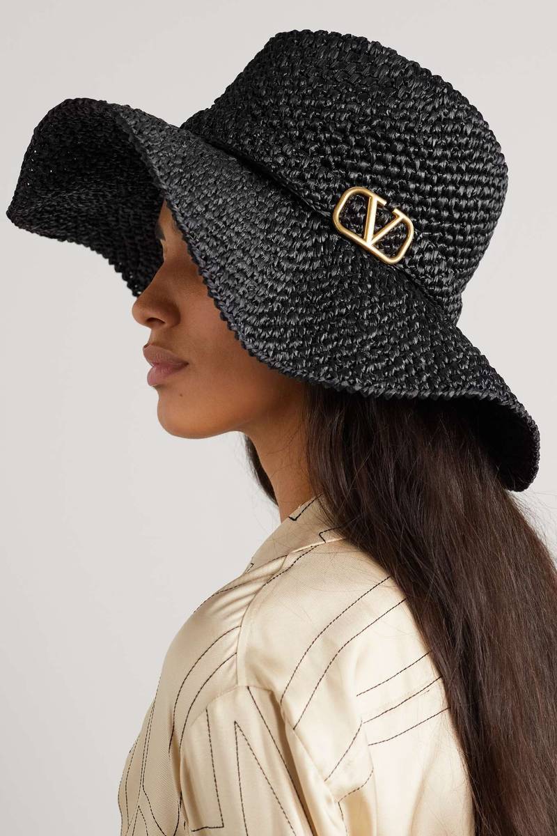 Valentino Valentino Garavani VLOGO embellished faux straw fedora outlook