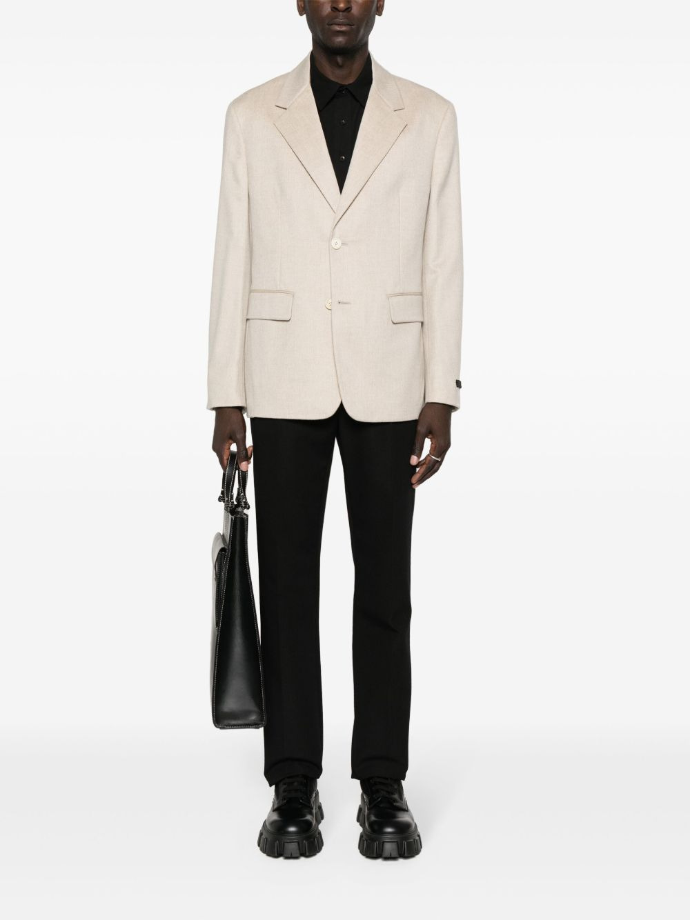 triangle-logo cashmere blazer - 2