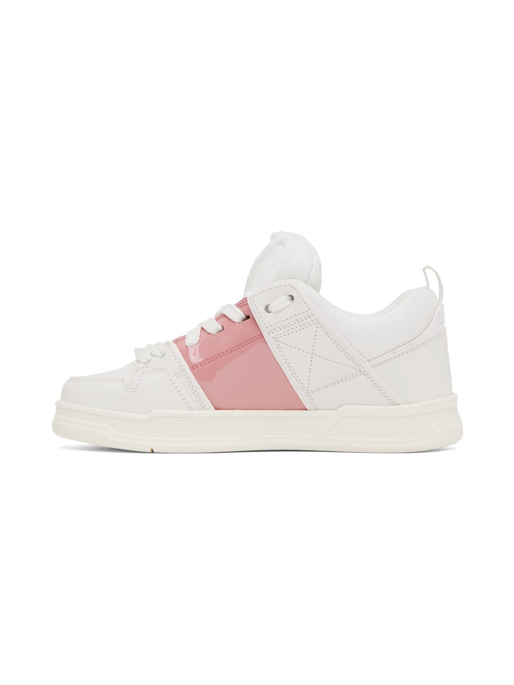 White & Pink Open Skate Sneakers - 3