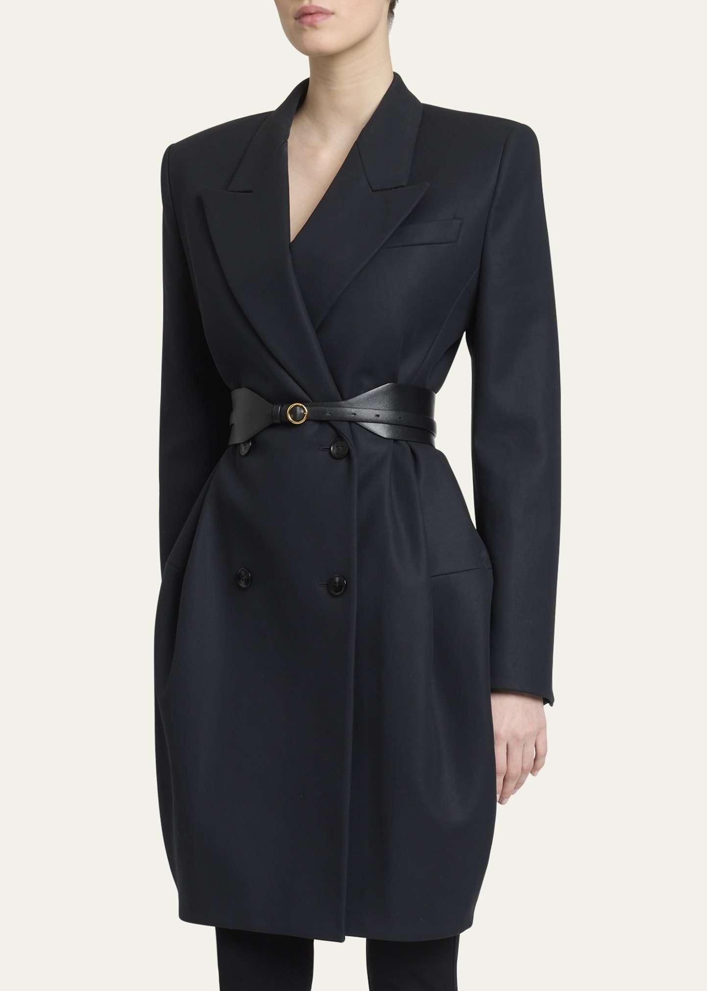 Double-Breasted Tailored Cropped Coat - 4