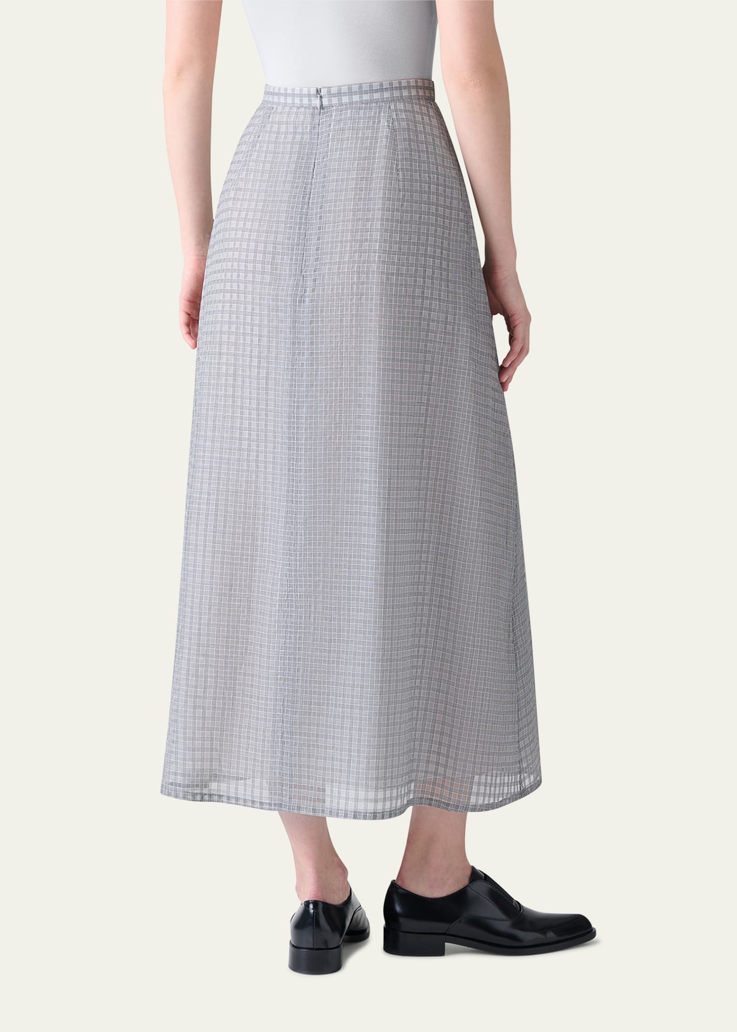 Plaid Pleated Voile Skirt - 3