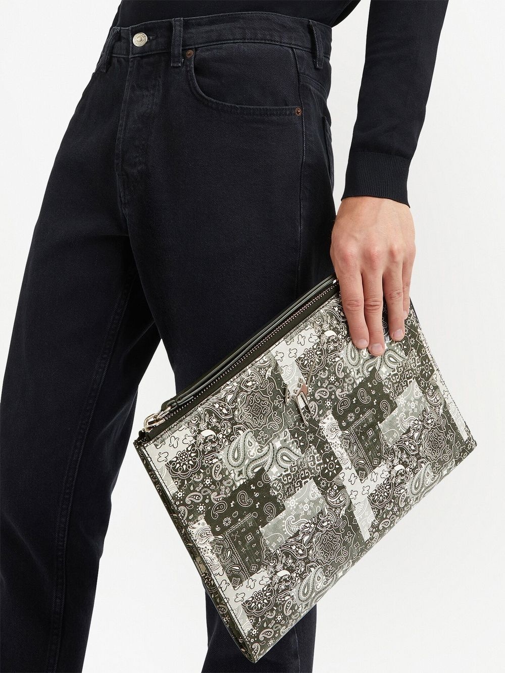 paisley-print leather pouch - 2