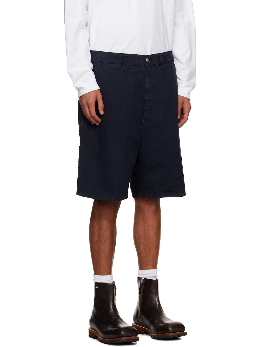 Navy Walter Single Knee Shorts - 2