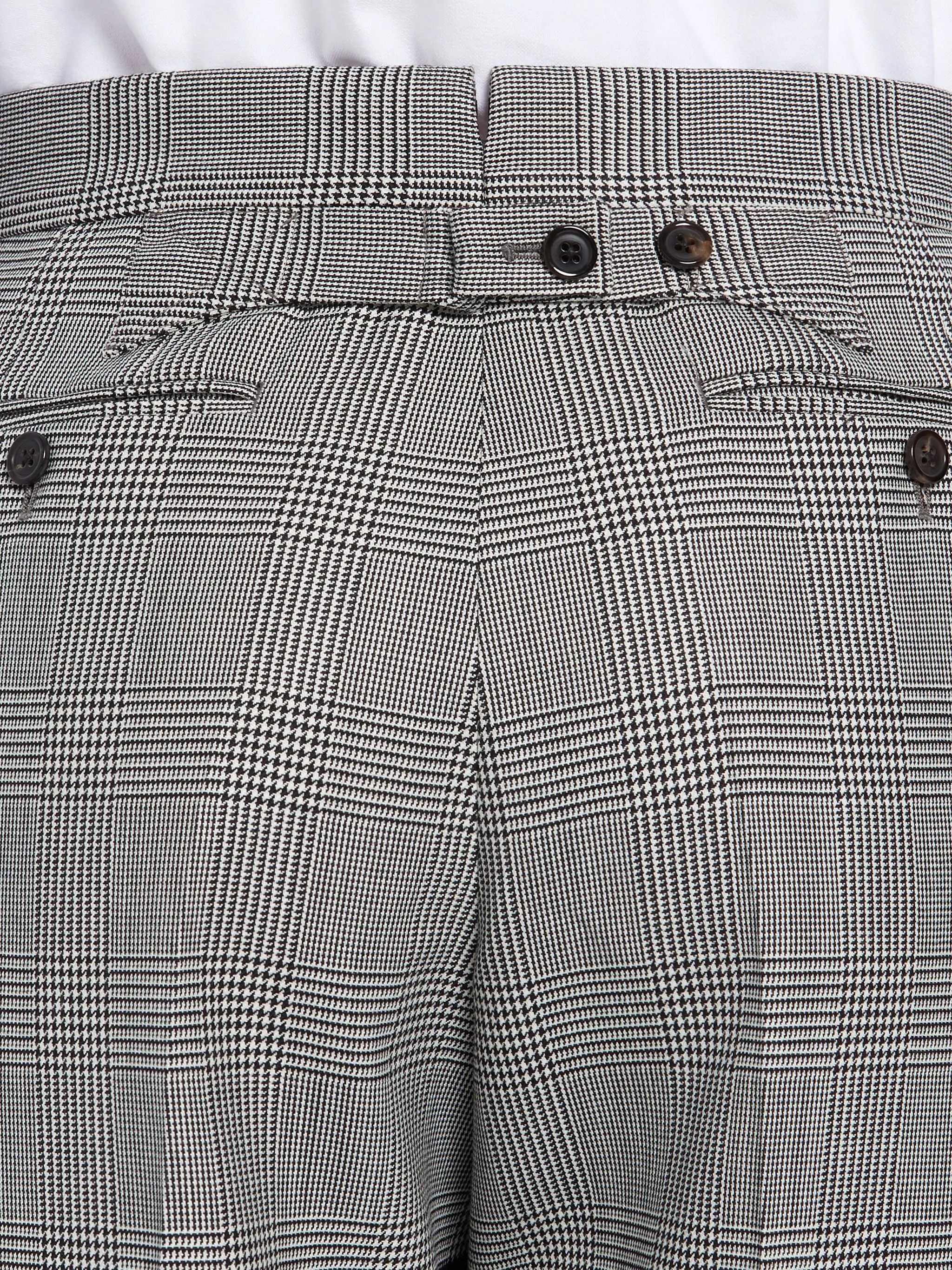 Black And White Wool Prince Of Wales 4-Bar Trouser - 6