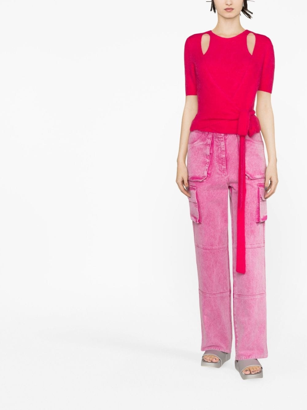 short-sleeve knitted top - 2