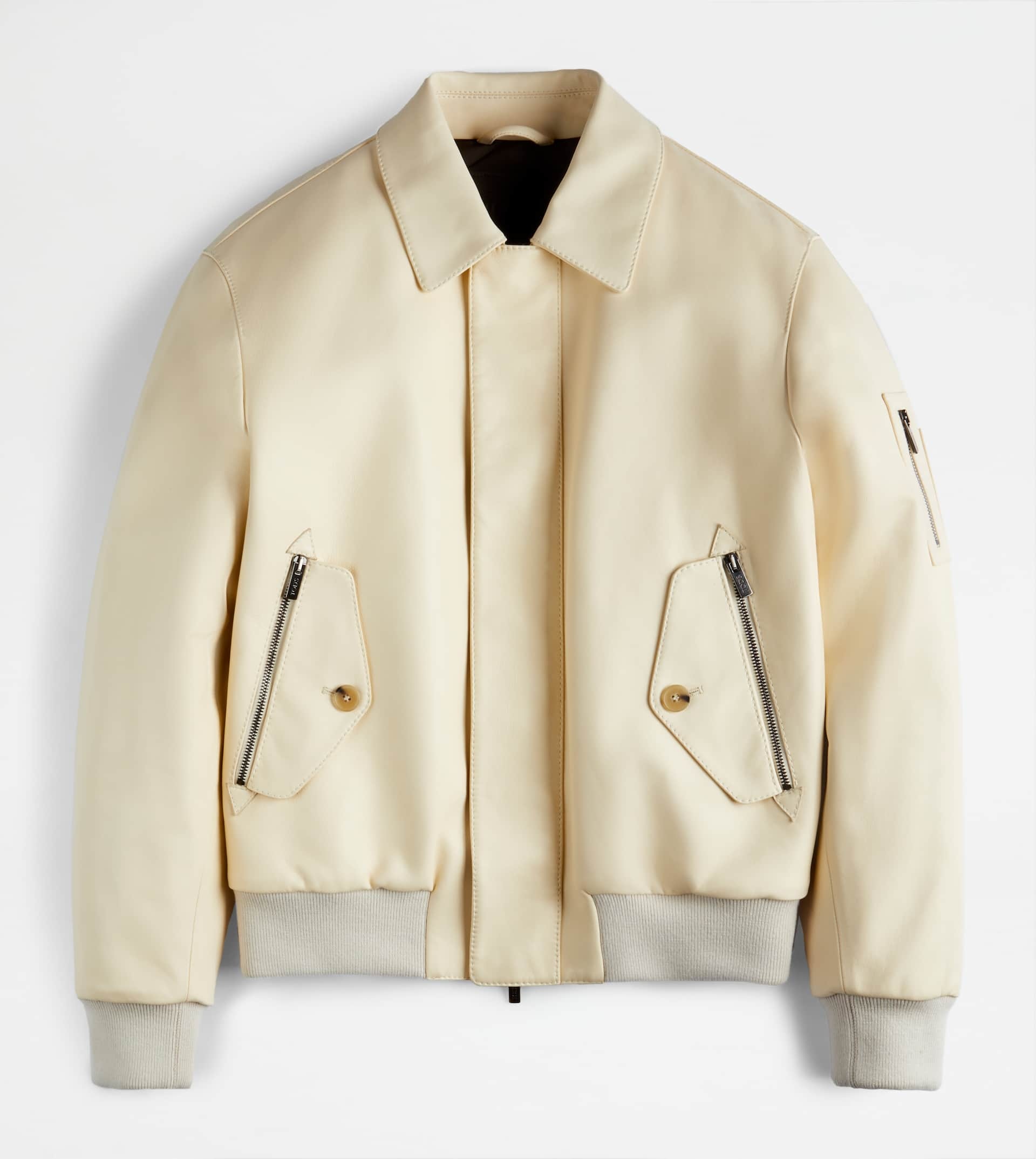 BOMBER JACKET IN NAPPA LEATHER - WHITE - 1