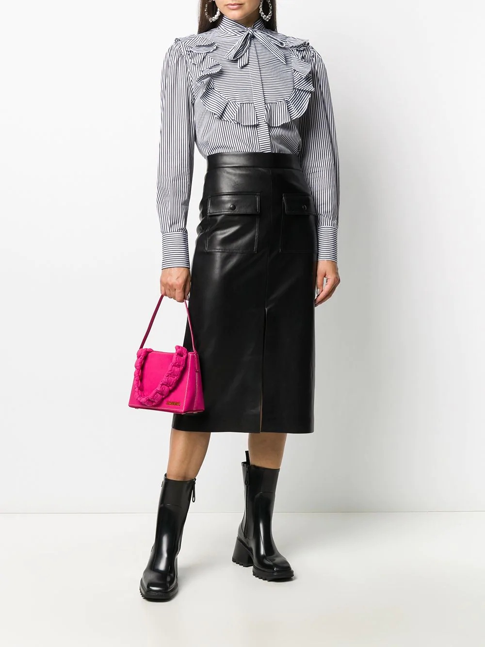 faux leather pencil skirt - 2